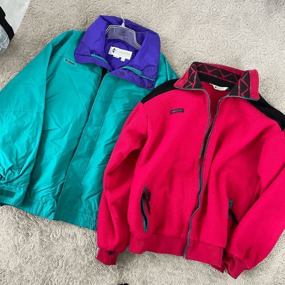 Vintage 80s/90s Columbia Bugaboo 3-in-1 Jacket & Fleece w/ Aztec Collar